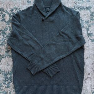 Jos A Bank Executive Collection Mens Large Grey Cotton Shawl Collar Sweater L